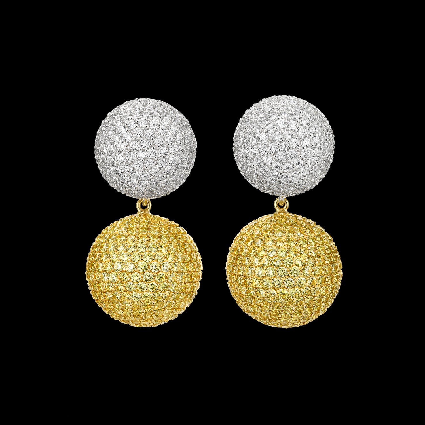 Diamond Canary Bauble Earrings, Earring, Anabela Chan Joaillerie - Fine jewelry with laboratory grown and created gemstones hand-crafted in the United Kingdom. Anabela Chan Joaillerie is the first fine jewellery brand in the world to champion laboratory-grown and created gemstones with high jewellery design, artisanal craftsmanship and a focus on ethical and sustainable innovations.